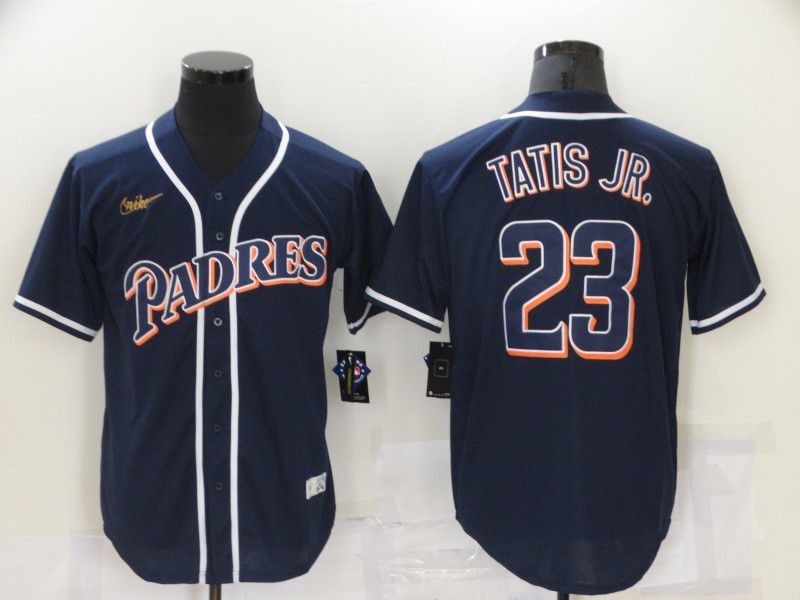 Men San Diego Padres 23 Tatis jr Blue Throwback Game Nike 2021 MLB Jersey